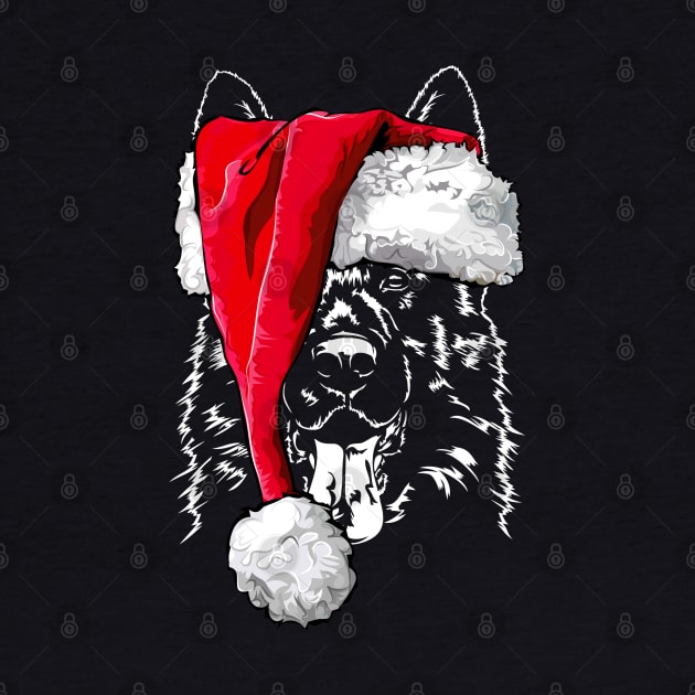 Santa German Shepherd Christmas dog gift present by wilsigns